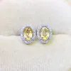 Studörhängen Natural Real Citrine Earring Oval Style 5 7mm 0,85ct 2st Gemstone 925 Sterling Silver per smycken Fina J23978