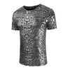 MEN039S Tshirts Parlak Gümüş Metalik Gece Kulübü Giyim Tişörtlü Erkekler 2021 Yılan Desen Stage Balo Gömlekleri Erkekler İnce Fit Oneck Tsh9875908