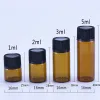 Şişe 100pcs 1ml/2ml/3ml/5ml boş dram amber cam esansiyel yağ şişesi ince cam küçük amber parfüm yağ şişeleri örnek test şişesi