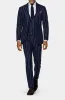 Suits Navy Blue Men Suits 3 Pieces Blazer Vest Pants Single Breasted Business Peaked Lapel Pinstripes Wedding Goom TAlored Plus Size