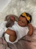 19-Zoll-Afroamerikanische Puppe Romy, schwarze Haut, wiedergeborenes Baby, fertig geboren mit Wurzelhaar, handgefertigtes Spielzeug, Geschenk für Mädchen 240223