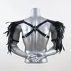 BRAS SET SEXY MEN BODY SEBLED LÄDER GAY CHEST FEATHER SKULDFÖRSLAG