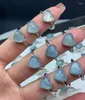 Cluster Rings Silver Color Trendy Vintage Chalcedony Light Blue Heart Party Ring For Women Gift Drop Jewelry Wholesale
