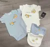 Nya nyfödda jumpsuits designer småbarnskläder storlek 59-90 baby crawling kostym spädbarn bomull kort ärm bodysuit och halsduk 24feb20