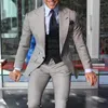 Men's Suits Gray Formal For Mens Slim Fit 3 Piece Custom Wedding Groom Tuxedo Male Fashion Blazer Pants With Black Waistcoat 2024