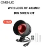 ONENUO 433 MHz kabelloses RF-Sirenen-Alarmsystem, 110 dB, Innen- und Außensirene, Horn, Sirene, Lautsprecher für die Sicherheit von Einbrechern zu Hause, 240219