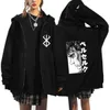 Anime Berserk Swordsmanship Legendary Printed Zipper Sweater Mens and Womens Casual Sports Shirt Hooded Coat Top