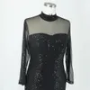 Party Dresses Plus Size Women paljetter Lace SPICING Black Elegant aftonklänningar Långärmad stor mode Lady Banketklänning 240229