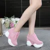 Dress Shoes Women Sneakers 2024 Spring Autumn High Heels Ladies Casual Wedges Platform Female Thick Bottom Trainers