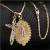 Ожерелья с подвесками Классический позолоченный крест Распятие Иисус Ожерелье Девы Марии Религиозные украшения для мужчин Женщин Подарки для вечеринок 240302