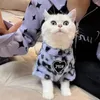 Trajes de gato suéter de cachorro com estampa de leopardo roupas de inverno aconchegante roupas de duas pernas para gatos pequenos forro macio fácil de usar meninos quentes