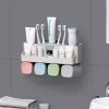 Titulares XINCHEN Distribuidor automático de pasta de dentes à prova de poeira Suporte de escova de dentes com copos sem prego Suporte de parede Prateleira Acessórios de banheiro Conjuntos