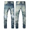 Designers de luxe Jeans en détresse France Mode Pierre Droite Biker Trou Stretch Denim Casual Jean Hommes Pantalon Skinny