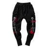 Heren cargobroek casual hiphop hit kleur broek met meerdere zakken streetwear linten techwear joggingbroek 240219