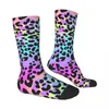 Herrstrumpor neon leopard tryckmönster unisex vinter vandring lycklig gata stil galen socka