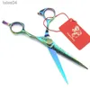 Scissors Shears 6.0 inch personality green pattern hairdressing scissors flat shear LDLH Japan 440C scissors hair care tools 240302