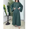 Ethnische Kleidung Naher Osten Muslimische Frauen Gürtel Maxikleid Eid Ramadan Islamische Dubai Abaya Türkei Kaftan Saudi Arabisch Robe Vestido Kleid
