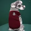 犬のアパレル秋の冬の大学スタイルVネックセーターテディニットベストペット服の子犬温かい布