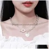 Anynecklace T halsband Kvinnokedja Fashion Jewelry Heart-Shaped Pendant Drop Delivery Dh2H7