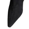 Сапоги BIGTREE, женские замшевые носки на высоком каблуке с острым носком, толстые теплые зимние размеры, размер 43