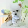 Abbigliamento per cani Abito in pizzo color kaki con risvolto, maniche a sbuffo, piccoli vestiti, gatti, comodi prodotti per animali da festa in stile preppy