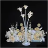 Décoration de fête Beaucoup de têtes en métal doré chandelier AC alimenté LED lumière CE pour Sta Table pièce maîtresse passerelle pilier livraison maison Otgqv