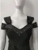 Elbise Rhinestone Soğuk Omuz Yeterli Düzenli Parti Elbise Kadın 2023 Kısa Kollu Maxi Elbise Akşam Giyim Vestidos