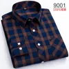 Plus Size S-8xl Mens Plaid Shirt Lång ärm 100% Cotton Casual Slim Buttons Business Social Dress Shirts Blus Mänkläder 240228