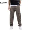 Pantolon Kstun 2023 Sonbahar Kargo Pantolonları Multipockets Düz kesim% 100 pamuklu tulum Açık Hava Pantolon Trousers Taktik Günlük Pantolon