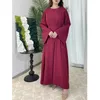 Ethnische Kleidung Naher Osten Muslimische Frauen Gürtel Maxikleid Eid Ramadan Islamische Dubai Abaya Türkei Kaftan Saudi Arabisch Robe Vestido Kleid