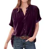 Camicette da donna a maniche corte tinta unita casual girocollo camicia attillata T da donna