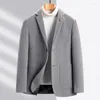 Costumes pour hommes Angleterre Style Hommes Marine Gris Kaki Blazer Veste en laine de mouton Costume d'affaires Manteau décontracté Vie de l'homme Uniforme Tenues 2024