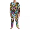 Mäns sömnkläder tiger tryck pyjama set leopard djur hud bekväm man lång ärms avslappnad natt 2 bitar hem kostym stor storlek