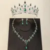 Lyxig strass tiara bröllop pannband brud kronhalsband örhängen uppsättning för kvinnor parti alla hjärtans dag gåva