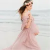 Kleider Rosa Rüschen Umstandskleider für Fotoshooting Bohemian Chiffon Schwangere Frauen Fotografie Requisiten Maxikleid Premama Kleidung 2023