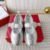 Sneakers firmate Vent Surface Shoes Platform Trainer Scarpe da ginnastica in pelle con fodera in pelle scamosciata vintage con strass e fibbia quadrata