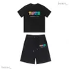 Men's Trapstar T Shirt Set Letter Embroidered Tracksuit Short Sleeve Plush Shorts Motion Current 110