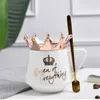 Muggar Creative Crown Mug Multi Color with Spoon lock Kawaii Cups of Coffee Par Present Cup Set Drinkware Ceramics