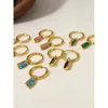 Hoop Earrings YACHAN 18K Gold Plated Stainless Steel Huggie For Women Colorful Stone Turquoise Charms Chic Jewelry