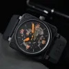 2024 Horloges Mannen Automatische Mechanische Horloge Bel Bruin Leer Zwart Rubber Ross Horloges Multifunctionele Zes Steken vv08