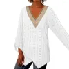 Damesblouses T-shirt Stijlvolle zomer losse trui Comfortabele tops Dames kanten halslijn Top Streetwear