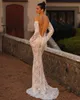 Charmina Mermaid koronkowe sukienki ślubne z długimi rękawami Kobiet Sweetheart Bride sukienka Seksowna bez tyłu