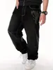 Свободные широкие джинсы с вышивкой в стиле хип-хоп для мужчин Y2k, повседневные штаны для швабры, большие модные брюки для скейтборда 240226