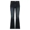 Jean évasé taille basse pour femmes, pantalon en Denim esthétique Vintage, Streetwear décontracté pour maman, mode coréenne Y2k 240227