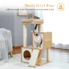 Scratchers Wooden Cat Tower with Double Condos Spacious Perch Fully Wrapped Scratching Sisal Posts and Replaceable Dangling Balls