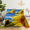 Set Sunflower Queen Sheet Set Girl, Lady's Room Flower Bedding Set Bedlakor och kuddväskor Bäddar Platt lakan Set Set