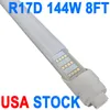 R17D LED -glödlampan 8ft, 4 rader, 144 watt T8 LED -rör, mjölkskåp, 18000lm Super Bright, Ho Rotatable End 2 Pin Shop, 6500K, fluorescerande ersättningssjukhus Crestech