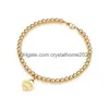 Anynet 100% 925 Sier 4mm Perle Ronde Amour Bracelet En Forme De Coeur Femme Épaissie Fond Placage Pour Petite Amie Souvenir Cadeau Mode D Dh4Zf