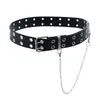 Belts Punk Personality Double Row Men Women Alloy Leather Belt Waist Jeans Decorative Chain