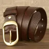 Belts Cowhide Men's Copper Buckle Casual Belt Korean Version Travel High-Quality Hunting Pleated Wrinkles Genuine Leather Pants